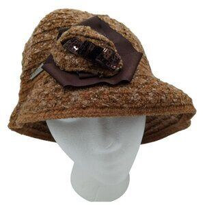 Hat Betmar New York Womens Wool Blend Cloche Sequin Bow Embellishment One Size